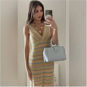 ZARA LONG CROCHET KNIT DRESS NWT